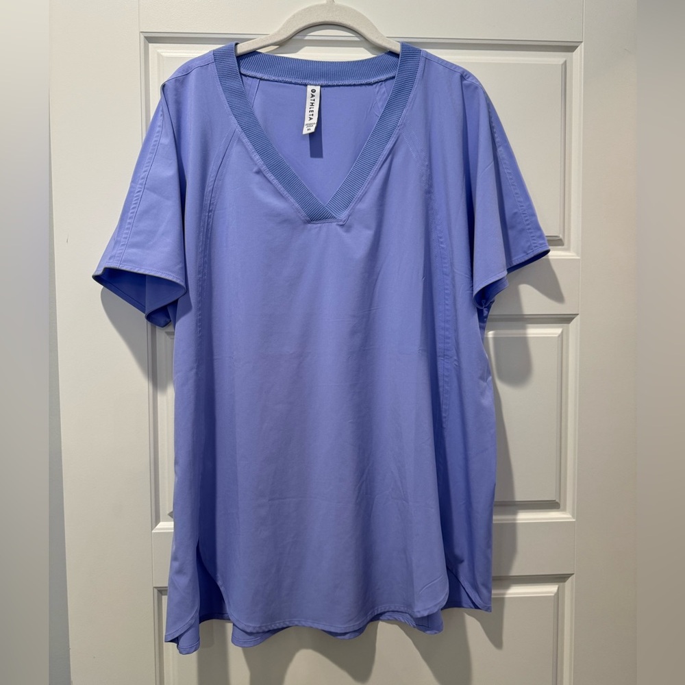 Athleta XL Blue V-Neck Workout Shirt